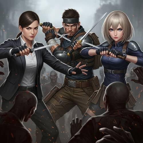 Elite Fighters Battling Undead - Realistic Style Battleground