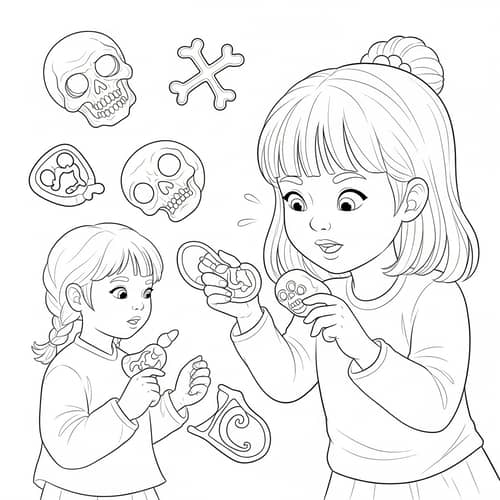 Fearless Asian Girl Coloring Page: Exploring Mortality Symbols