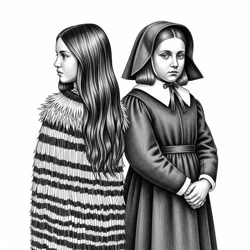 7-Year-Old Maori and British Girls Sketch: Unity and Strength Captured