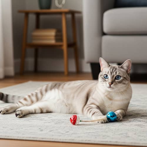 Tranquil Living Room Scene with Domestic Short Haired Cat