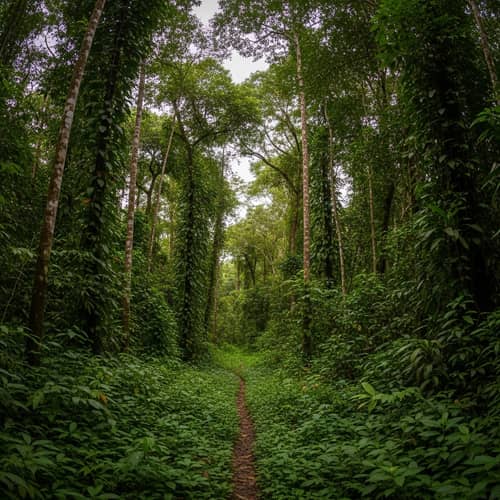 Verdant Corridor into Ecuadorian Amazon Rainforest