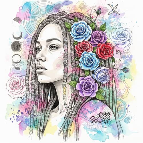 Ethereal Aquarius Woman Mixed Media Art