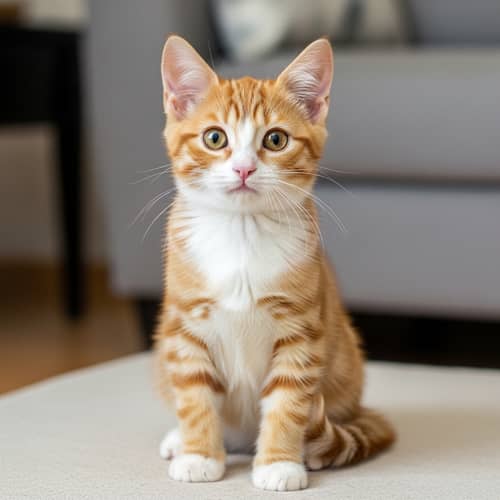 Detailed Image of Adult Cat with Silky Orange and White Fur