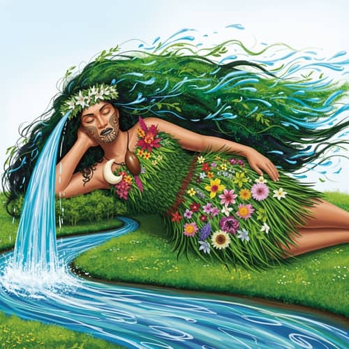Papatuanuku Maori Earth Mother: Nature Dress, Water Hair