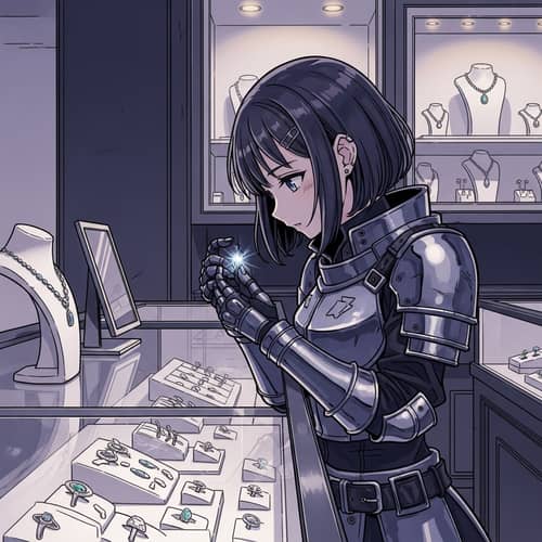 Anime Ghost in Armor Selects Ring at Tiffany's