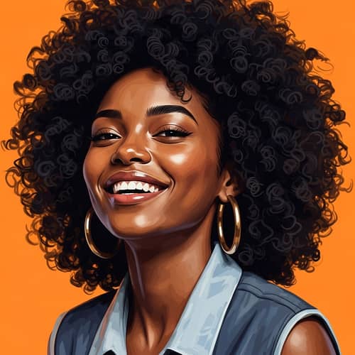 Radiant African Descendant Woman with Afro Hair | Vibrant Digital Art