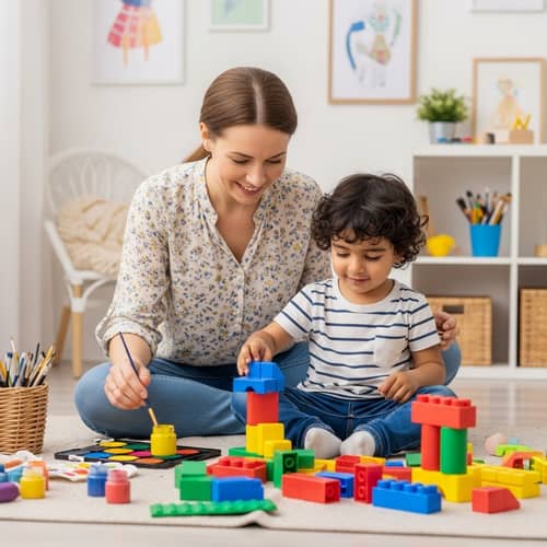 Loving Mother Encouraging Child's Creative Play | Safe Environment
