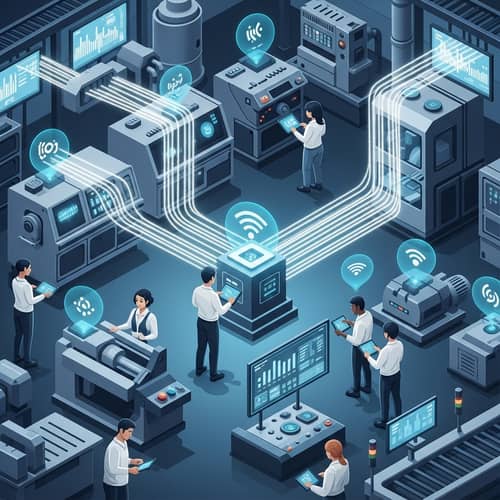 Industrial IoT Setup Illustration: Future Tech in Manufacturing