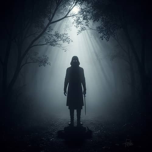Chiaroscuro Art: Mysterious Figure in Shadows