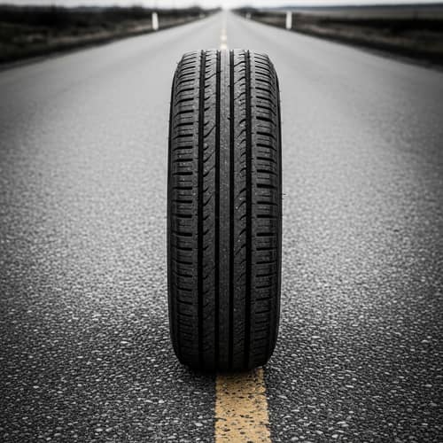 Lonely Tire on Abandoned Road: A Symbol of Desolation