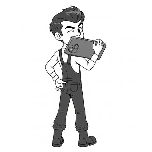 Animated Young Man with iPhone - Stylized Portrait in 2D Art