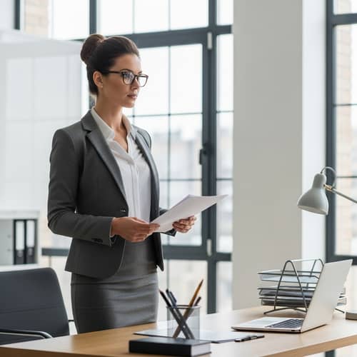 Hispanic Business Woman Confident in Modern Office Setting