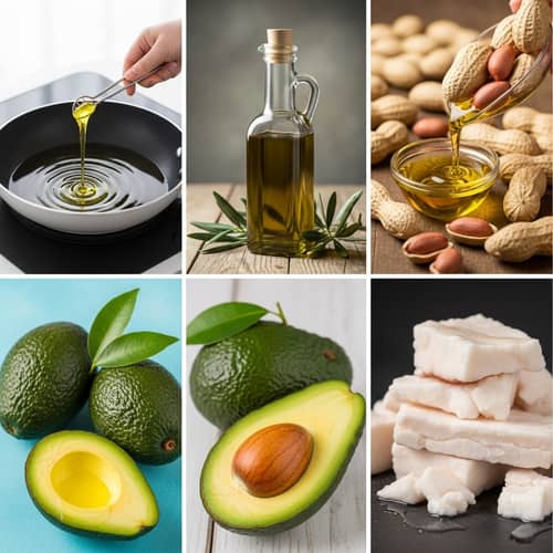 Fats and Oils: Five Distinct Images Demonstrating Viscosity and Golden Color