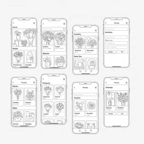 Monochrome Structural Schemes for Florist App Design