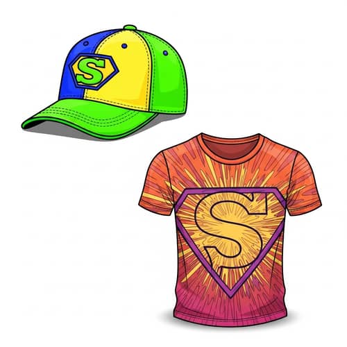 Super Hat & T-Shirt Concept Art | Vibrant Color Design