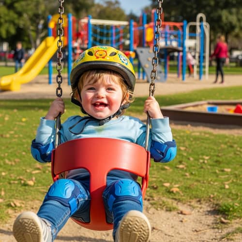 Innocent Toddler Playing Safely in Kid's Park