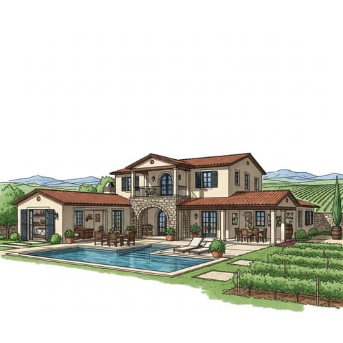 Luxurious Tuscan-Style Two-Storied House with Winery