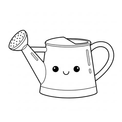 Cute Watering Can Coloring Page for Kids