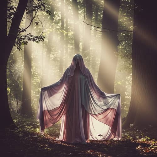 Mysterious Figure in a Misty Forest | Dreamy Pastels