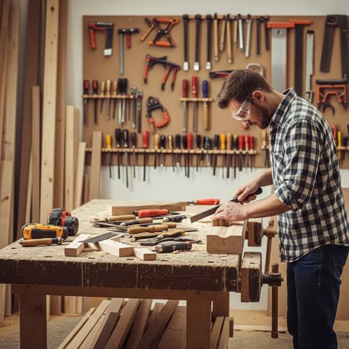 Expert Carpentry Workshop | Skilled Carpenter Crafting Wood