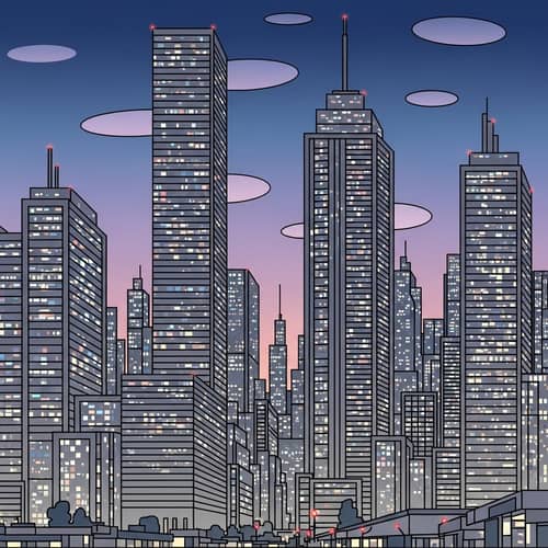 Twilight Cityscape Abstract | Geometric Patterns in Grey Tones