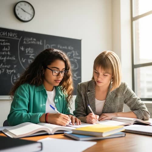 Diverse Student Girls Studying Together in School Environment