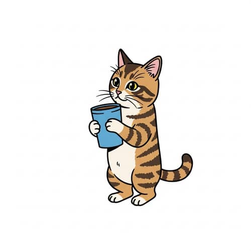 Cute Cat in 45-Degree Side View Holding Something