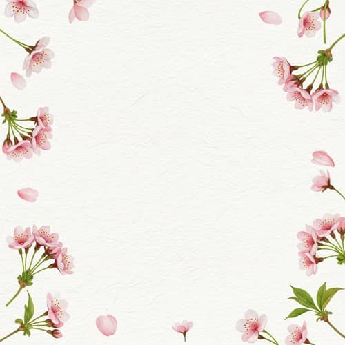 Watercolor Paper Background with Cherry Blossoms