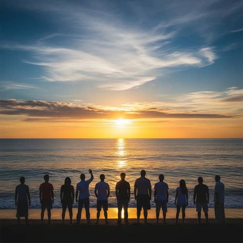 Dramatic Sunrise Over Serene Ocean: Symbol of Promise & Unity
