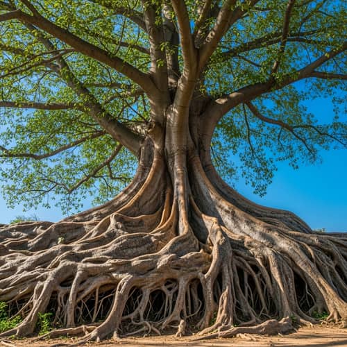 Majestic Old Tree with Intricate Root System