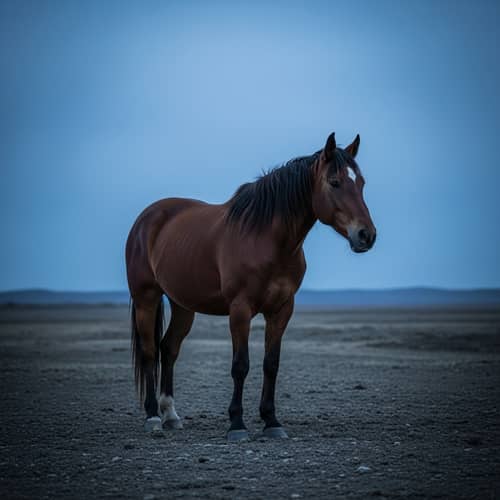 Solitary Horse in Barren Landscape