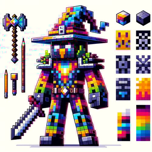 Custom Minecraft Character Skin Design | Pixelated Wizard with Axe