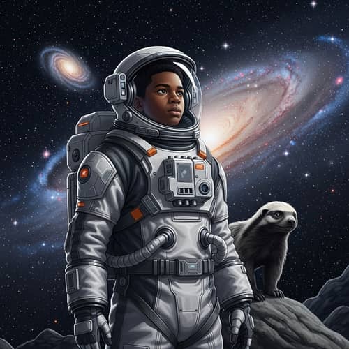 Black Male Astronaut & Fearless Honey Badger: Interstellar Journey