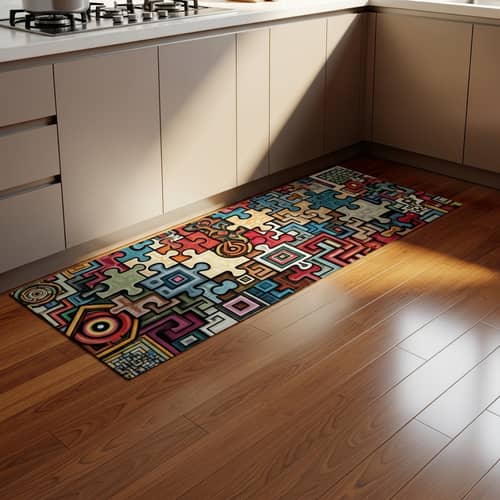 Unique Puzzle Design Kitchen Floor Mat | Intricate Shapes