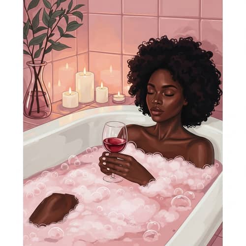 Tranquil Black Woman in Bathtub: Relaxation and Serenity