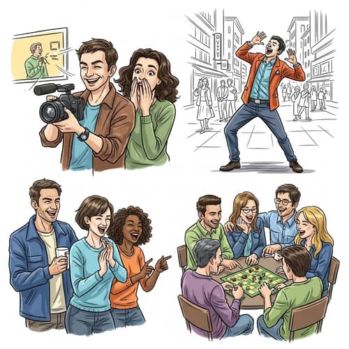 YouTube Comedy Videos: Diverse Group Engaging in Laughter