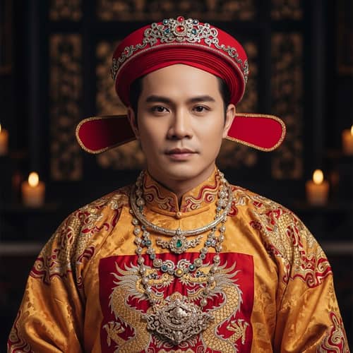 Feudal Era Prince in Traditional Vietnamese Royal Attire