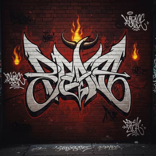 Urban Graffiti Masterpiece with Devilish Elements