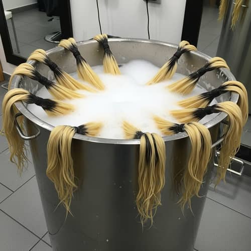 Transformative Hair Bleaching Process in Steel Container