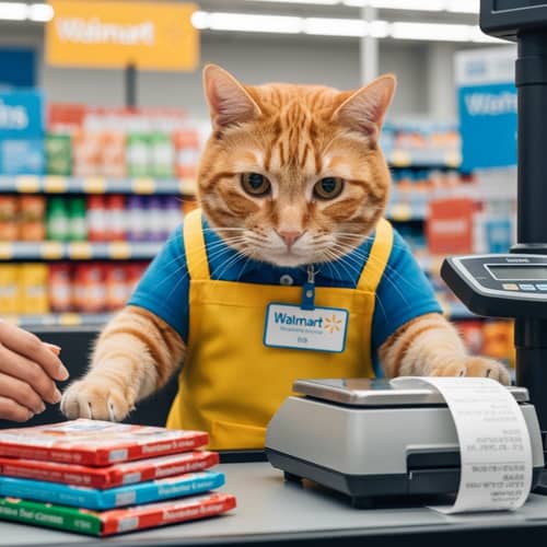Cat as Walmart Cashier: A Fun Encounter