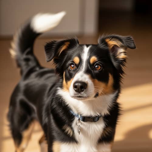 Charming Black and White Canine | Playful Dog with Expressive Eyes