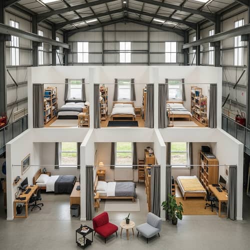 5-Room Dormitory in Workshop Steel Building
