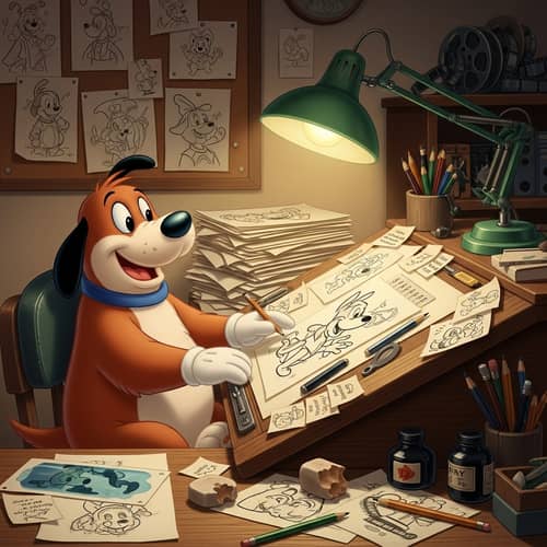Vintage Cartoon Dog Animator | Old-school Animation Studio Vibes