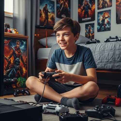 Young Gaming Enthusiast Immersed in Video Game Experience