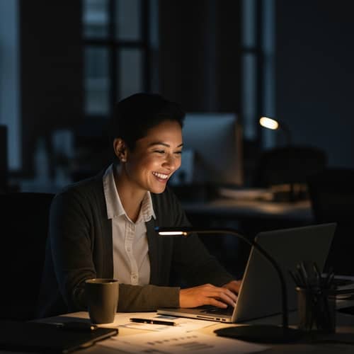 Dynamic Asian Marketing Manager in Office Setting