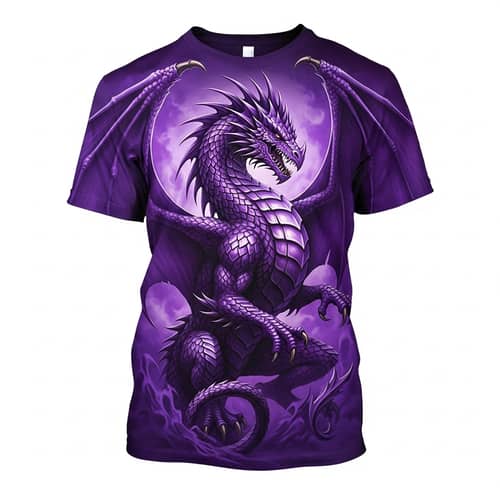 Majestic Violet Dragon Sublimation T-Shirt Design