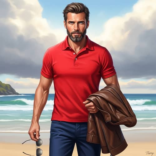 Realistic Digital Painting of Middle-Aged Man Named Thierry
