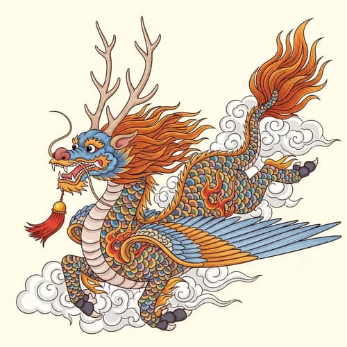 Legendary Con Lan Creature Illustration - Vietnamese Folklore Art