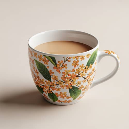 Osmanthus Flower Milk Tea Cup | Exquisite Floral Design
