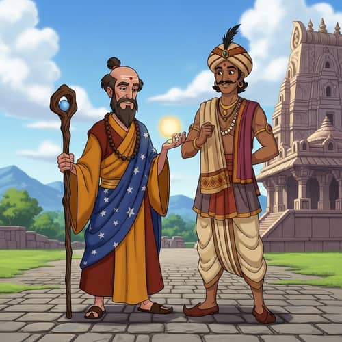 Dorweamon with Raam Ji - Cartoon Monk Wizard and Indian Man